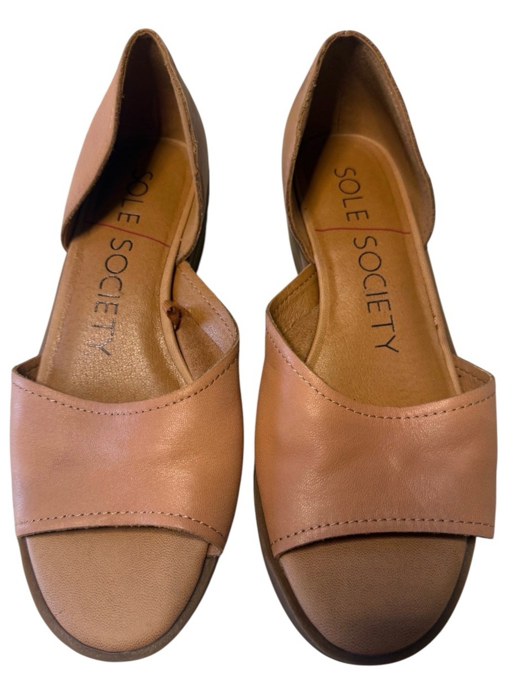 Sole Society Blush-Tan D'Orsay Open-Toe Flats - Picture 3 of 16